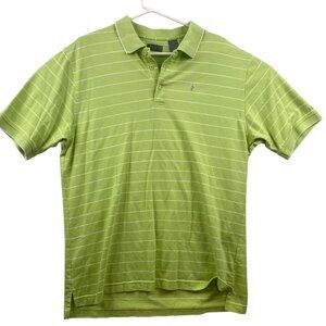 Izod Mens Polo Shirt XL Pima Cotton Golf Green & White Striped Blend